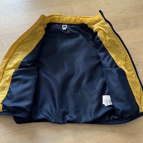 Janie and Jack Golden Adventure Kids 5/6 Navy Yellow Quilted Sherpa Vest - Picture 4 of 6